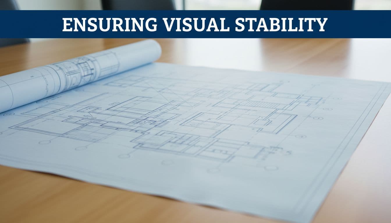 Core web vitals concept showing a stable page layout on a blueprint table