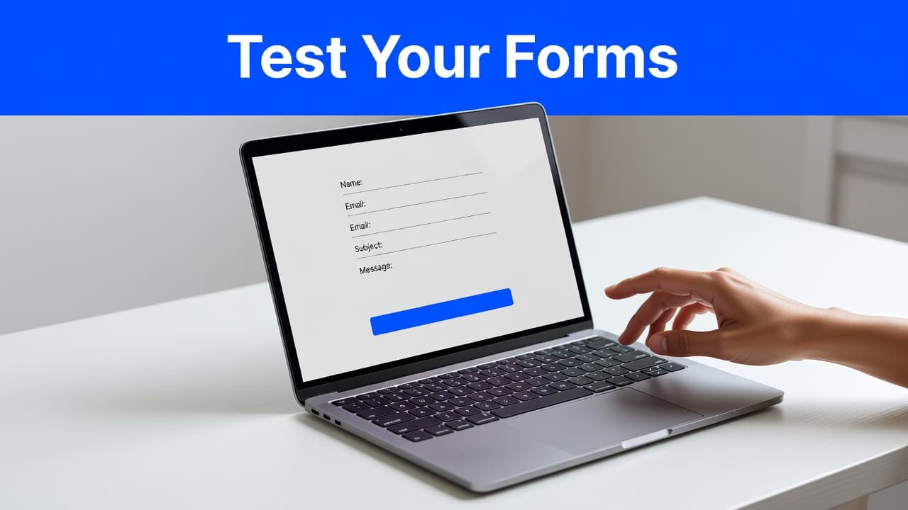 Contact form testing on a laptop screen