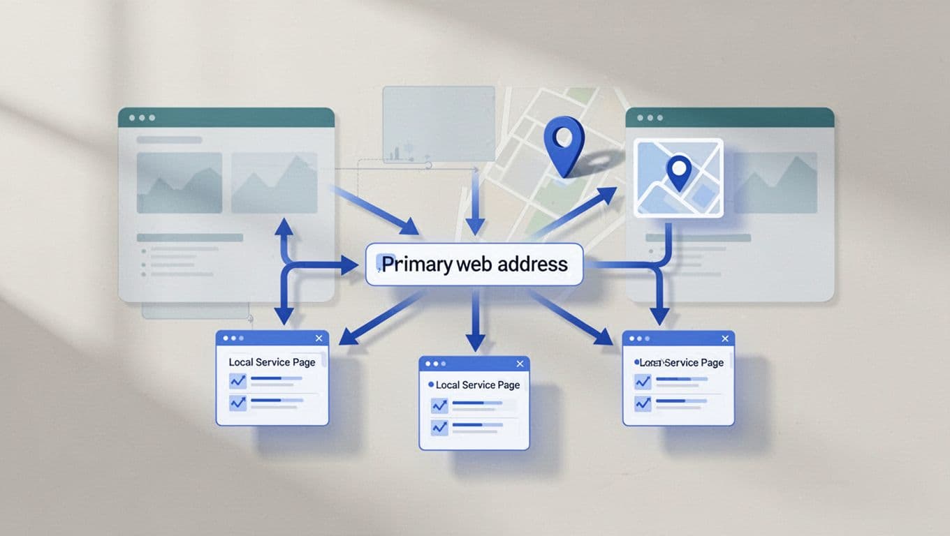 Diagram showing duplicate service URLs and one preferred destination.