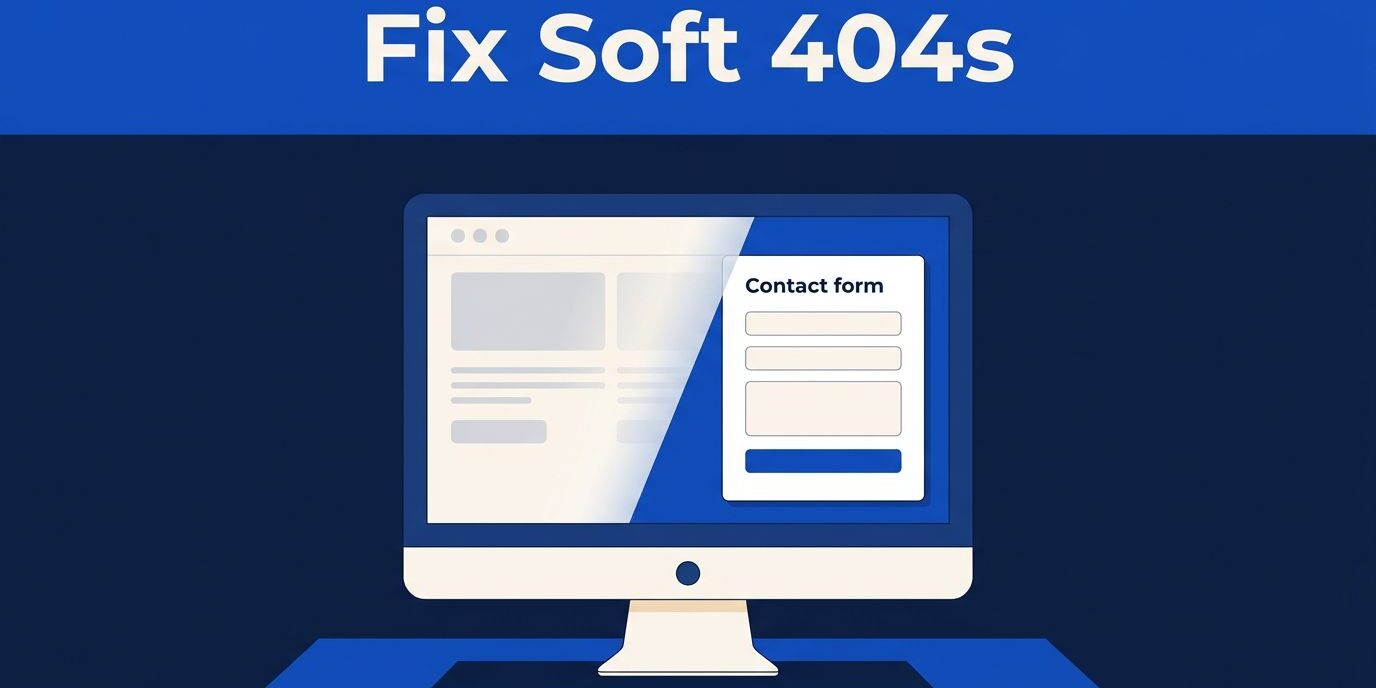 Soft 404 Repair Interface Monitor showing a service page changing into a contact form.