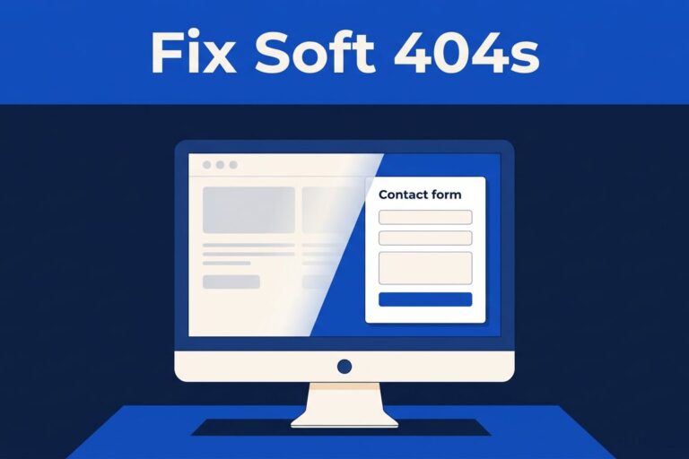 Monitor showing a service page changing into a contact form.