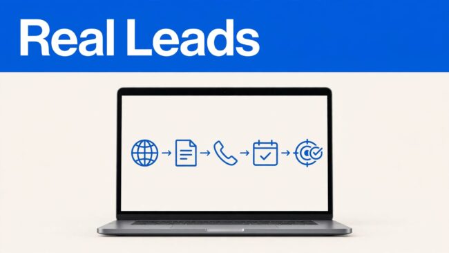 Website Lead Tracking Laptop showing a dashboard that connects website actions with qualified leads.