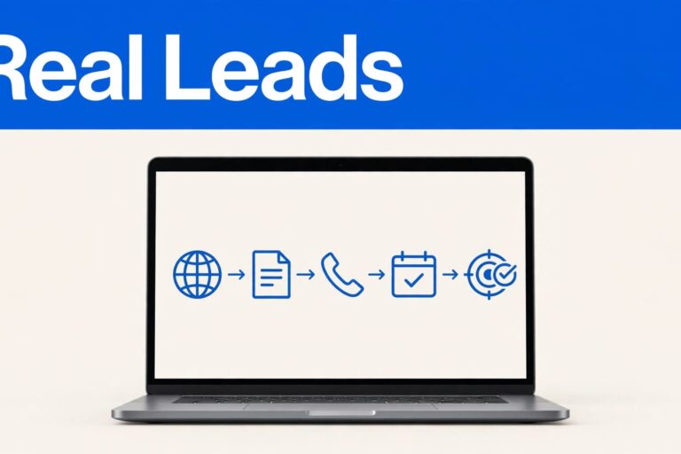 Laptop showing a dashboard that connects website actions with qualified leads.
