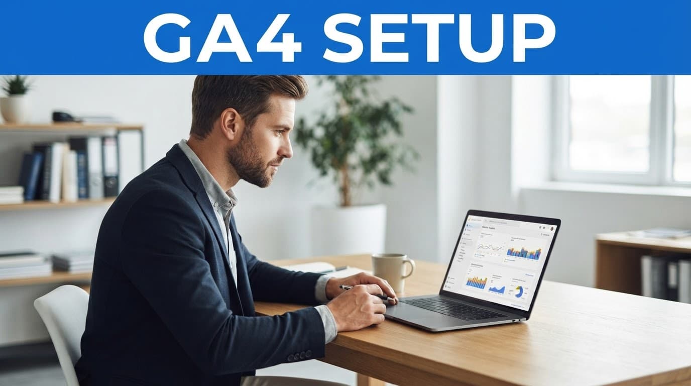 Business owner reviewing Analytics charts on a laptop.