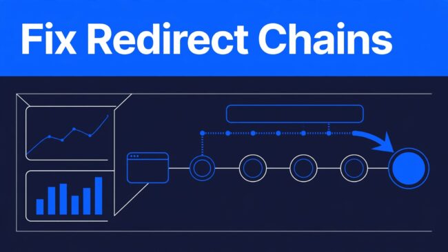 Redirect Path Dashboard Dashboard showing a URL path through connected nodes to a highlighted final destination.