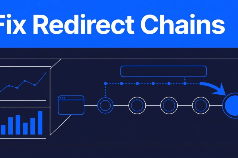 Redirect Path Dashboard Dashboard showing a URL path through connected nodes to a highlighted final destination.