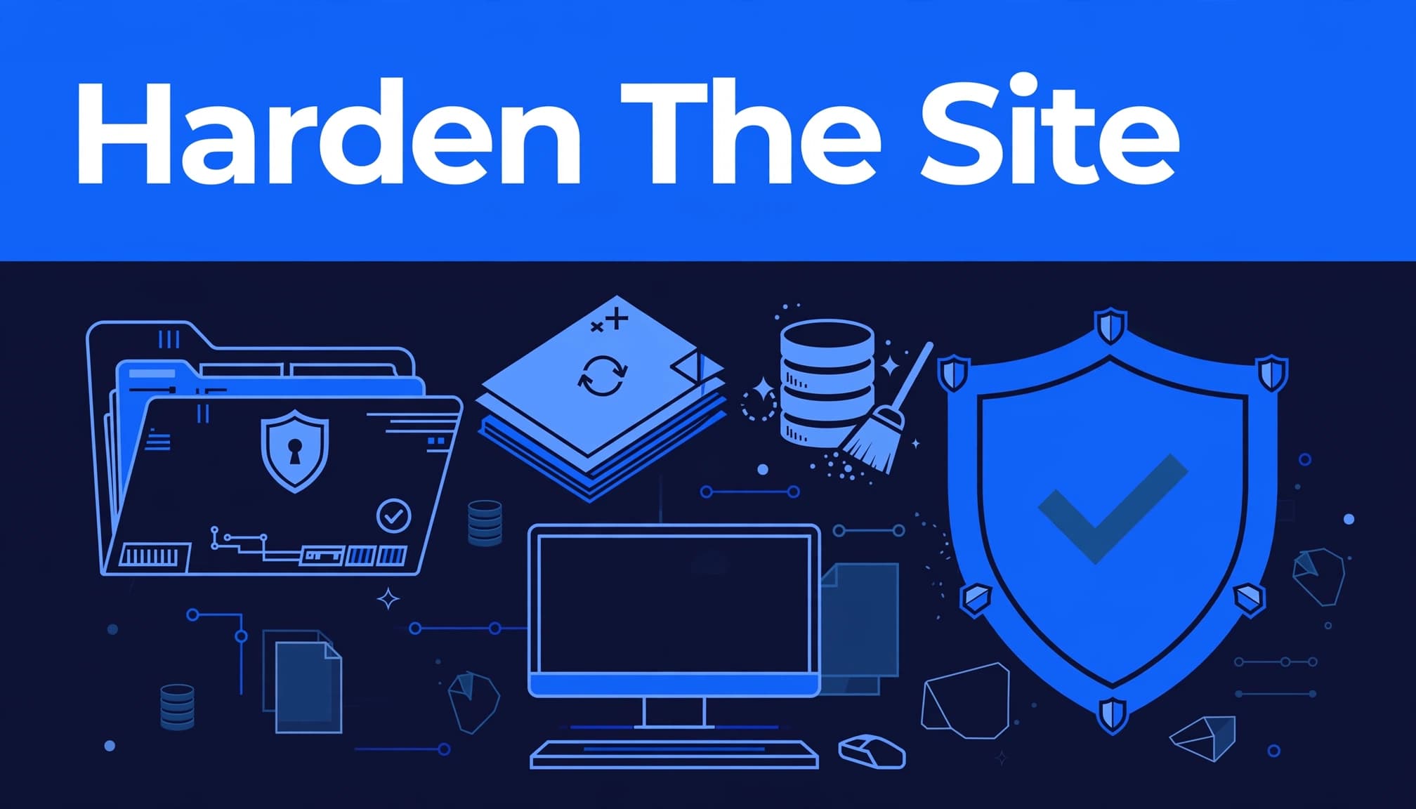 WordPress site hardening steps for files, database, and account access.