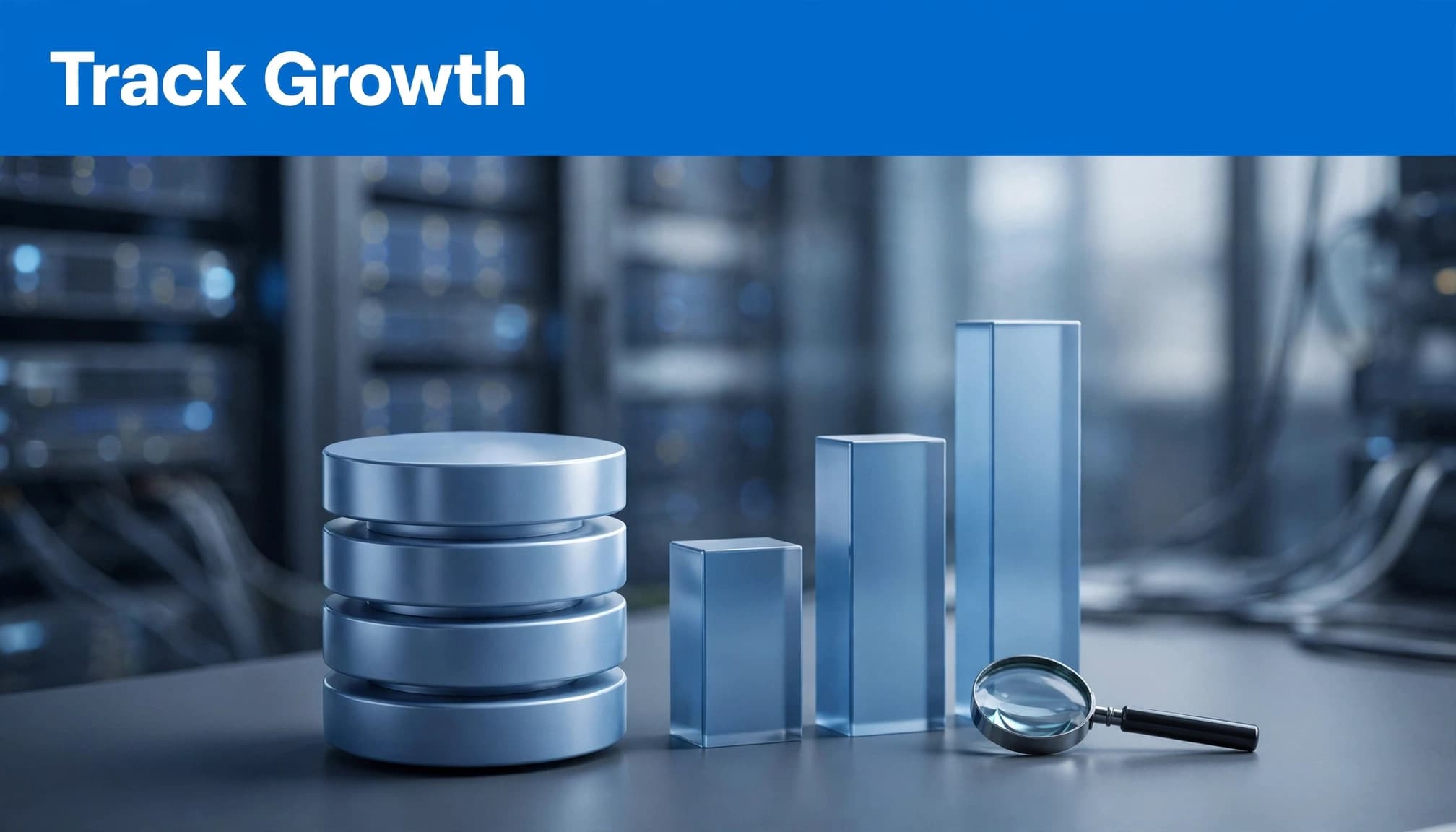 WordPress database cleanup monitoring with storage bars and a magnifying glass