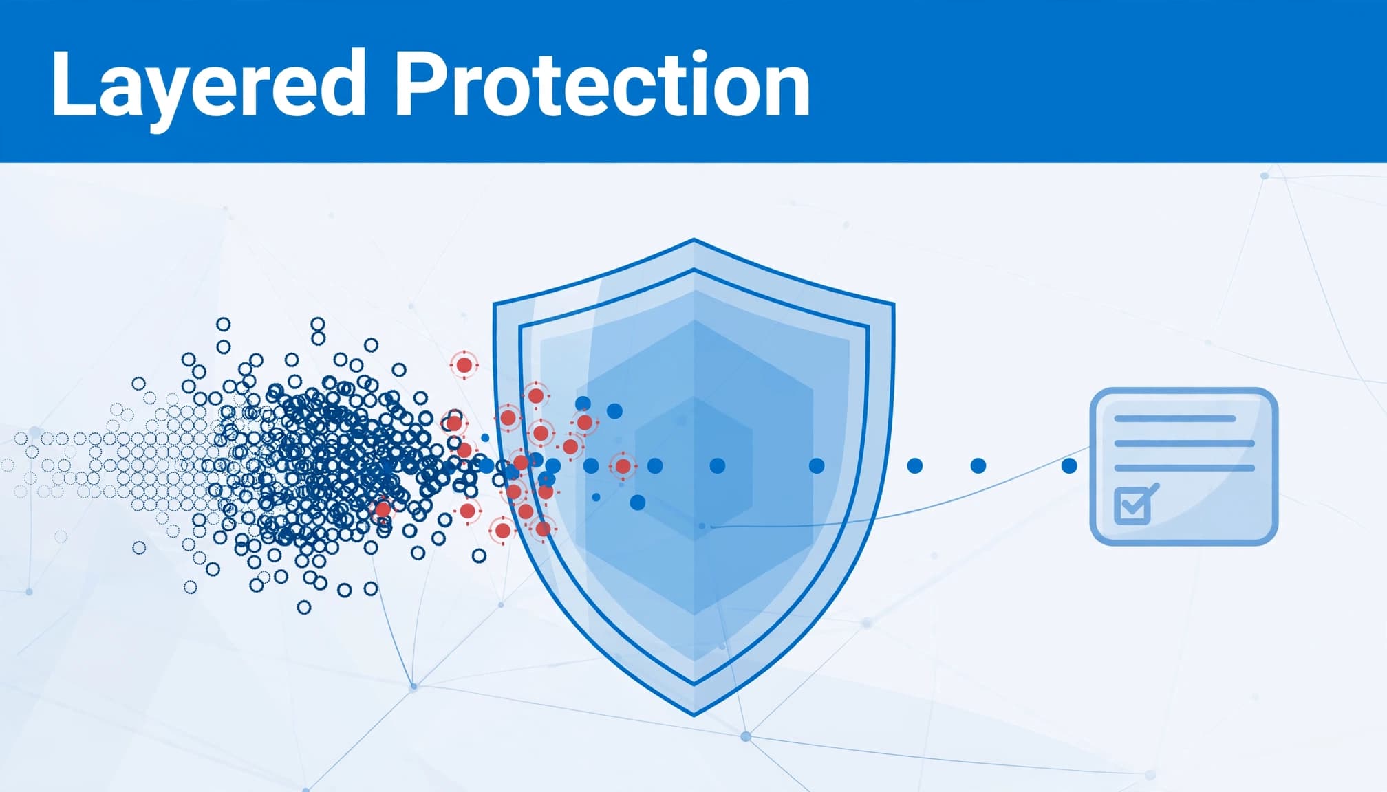 WordPress contact form spam defenses illustrated as a firewall filtering automated requests